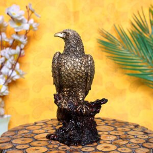 Mighty Eagle Showpiece for Home Decor (Antique Gold) Polyresin – 8 Inch - Image 1