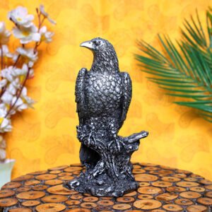 Mighty Eagle Showpiece for Home Decor (Silver) Polyresin – 8 Inch - Image 1