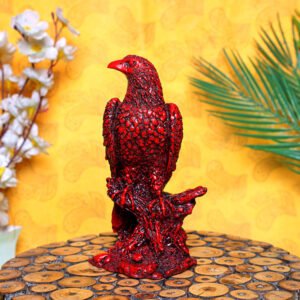 Mighty Eagle Showpiece for Home Decor (Red) Polyresin – 8 Inch - Image 1