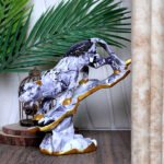 Tree Jaguar Showpiece for Home Decor (Grey & White) Polyresin – 8 Inch