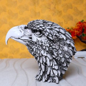 Eagle Face Showpiece for Home Decor (Black & White) Polyresin – 8.5 Inch - Image 1