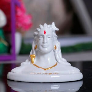 Adiyogi Idol Showpiece for Home Decor (White) Polyresin – 3 Inch - Image 1
