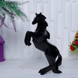 Hand Lifting Horse Showpiece for Home Decor (Black) Polyresin – 10.5 Inch - Image 2
