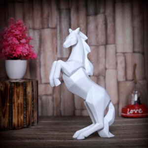 Hand Lifting Horse Showpiece for Home Decor (White) Polyresin – 10.5 Inch - Image 1