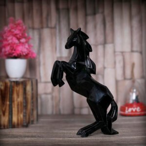 Hand Lifting Horse Showpiece for Home Decor (Black) Polyresin – 10.5 Inch - Image 1