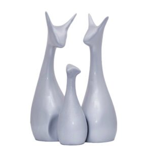 Lucky Deer Family Showpiece Set of 3 for Home Decor (Silver) Polyresin – 10 Inch