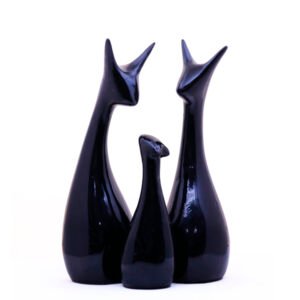 Lucky Deer Family Showpiece Set of 3 for Home Decor (Silver) Polyresin – 10 Inch - Image 3