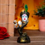 Flute Krishna Idol Showpiece for Home Decor (Black) Marble – 7 Inch