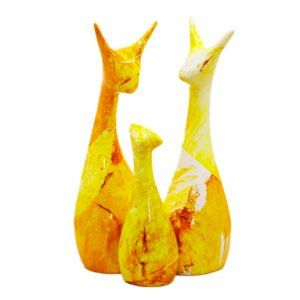 Lucky Deer Family Showpiece Set of 3 for Home Decor (Mustard) Polyresin – 10 Inch - Image 2