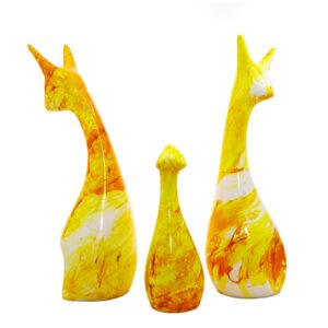 Lucky Deer Family Showpiece Set of 3 for Home Decor (Mustard) Polyresin – 10 Inch - Image 3