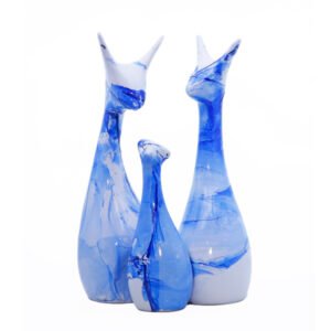 Lucky Deer Family Showpiece Set of 3 for Home Decor (Blue) Polyresin – 10 Inch - Image 2