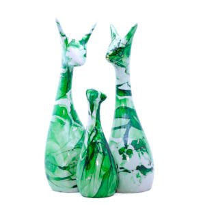 Lucky Deer Family Showpiece for Home Decor, Set of 3 (Green) Polyresin – 10 Inch - Image 2