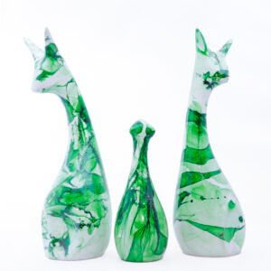 Lucky Deer Family Showpiece for Home Decor, Set of 3 (Green) Polyresin – 10 Inch - Image 3