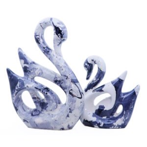 Lucky Swan Couple Showpiece for Home Decor (Grey & White) Polyresin – 10 Inch - Image 2