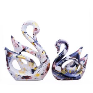 Lucky Swan Couple Showpiece for Home Decor (Multicolor) Polyresin – 10 Inch - Image 2