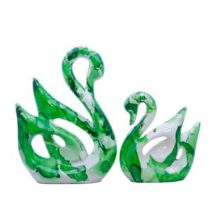 Lucky Swan Couple Showpiece for Home Decor (Green) Polyresin – 10 Inch - Image 2