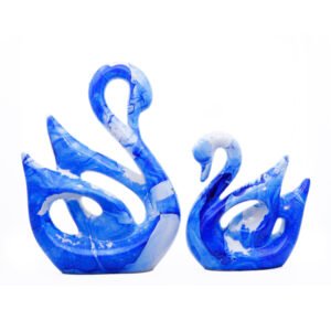 Lucky Swan Couple Showpiece for Home Decor (Blue) Polyresin – 10 Inch - Image 2