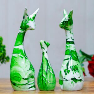 Lucky Deer Family Showpiece for Home Decor, Set of 3 (Green) Polyresin – 10 Inch - Image 1