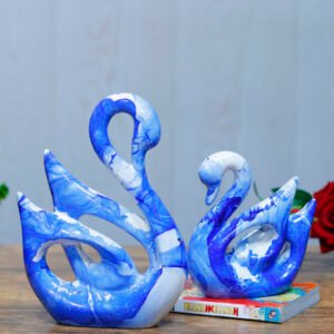 Lucky Swan Couple Showpiece for Home Decor (Blue) Polyresin – 10 Inch