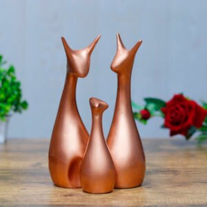 Lucky Deer Family Showpiece Set of 3 for Home Decor (Copper) Polyresin – 10 Inch
