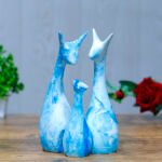Lucky Deer Family Showpiece Set of 3 for Home Decor (Ocean Blue) Polyresin – 10 Inch