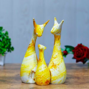 Lucky Deer Family Showpiece Set of 3 for Home Decor (Mustard) Polyresin – 10 Inch