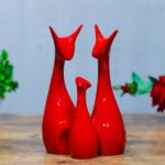 Lucky Deer Family Showpiece Set of 3 for Home Decor (Silver) Polyresin – 10 Inch