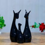Lucky Deer Family Showpiece Set of 3 for Home Decor (Silver) Polyresin – 10 Inch