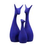 Lucky Deer Family Showpiece Set of 3 for Home Decor (Navy Blue) Polyresin – 10 Inch
