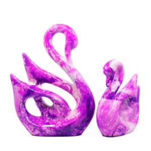 Lucky Swan Couple Showpiece for Home Decor (Purple) Polyresin – 10 Inch - Image 2