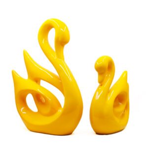 Lucky Swan Couple Showpiece for Home Decor (Yellow) Polyresin – 10 Inch - Image 2