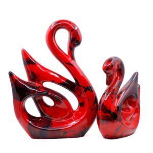 Lucky Swan Couple Showpiece for Home Decor (Red & Black) Polyresin – 10 Inch - Image 2