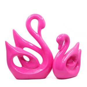 Lucky Swan Couple Showpiece for Home Decor (Pink) Polyresin – 10 Inch - Image 2