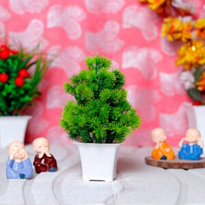 Green Artificial Plant Showpiece for Home Decor (Plastic) – 7 Inch - Image 1
