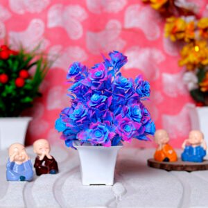 Purple Flower Artificial Plant Showpiece for Home Decor (Plastic) – 8 Inch - Image 1