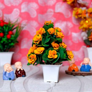 Yellow Rose Artificial Plant Showpiece for Home Decor (Plastic) – 8 Inch - Image 1