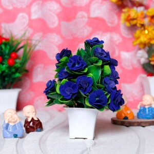 Blue Rose Artificial Plant Showpiece for Home Decor (Plastic) – 7 Inch - Image 1