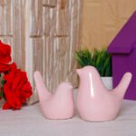 Creative Love Birds Showpiece for Home Decor (Light Pink) Polyresin – 3.5 Inch