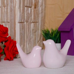 Creative Love Birds Showpiece for Home Decor (Light Pink) Polyresin – 3.5 Inch - Image 1