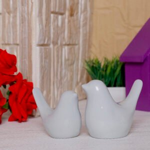 Creative Love Birds Showpiece for Home Decor (Light Grey) Polyresin – 3.5 Inch - Image 1
