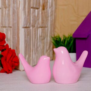 Creative Love Birds Showpiece for Home Decor (Pink) Polyresin – 3.5 Inch - Image 1