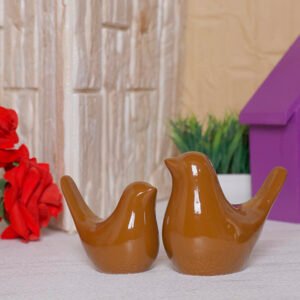 Creative Love Birds Showpiece for Home Decor (Brown) Polyresin – 3.5 Inch - Image 1