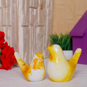 Creative Love Birds Showpiece for Home Decor (Red & White) Polyresin – 3.5 Inch - Image 1