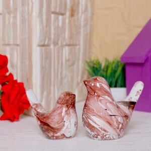 Creative Love Birds Showpiece for Home Decor (Brown & White) Polyresin – 3.5 Inch