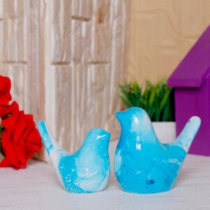 Creative Love Birds Showpiece for Home Decor (Water Shade) Polyresin – 3.5 Inch - Image 1