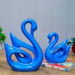 Lucky Swan Couple Showpiece for Home Decor (Blue Parl) Polyresin – 10 Inch