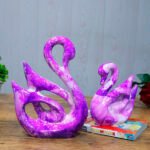 Lucky Swan Couple Showpiece for Home Decor (Purple) Polyresin – 10 Inch
