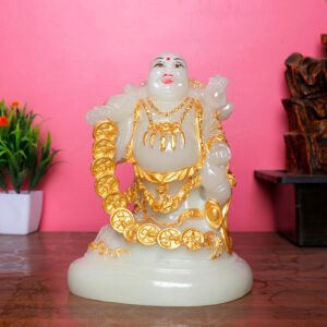 Radium Light Buddha with Gold Coins & Wealth Symbol