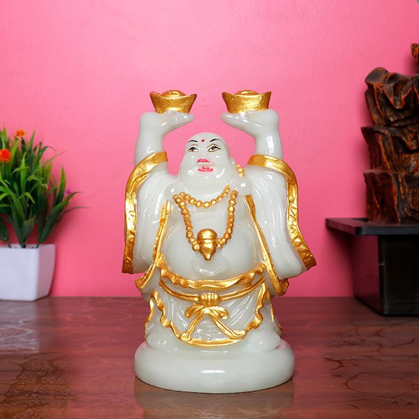 Radium Light Buddha Holding Gold Ingots for Wealth