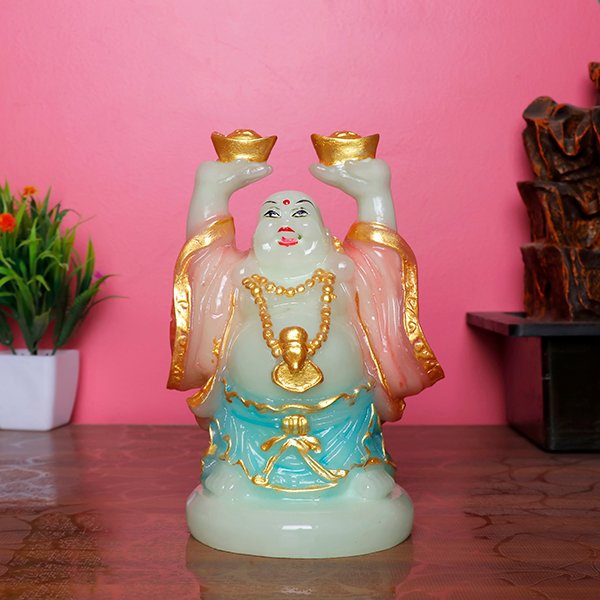 Radium Light Buddha with Gold Ingots for Wealth